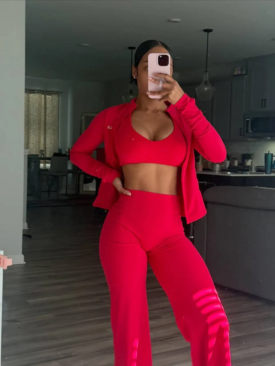 Crimson Eleven28 bra, flared pants and jacket