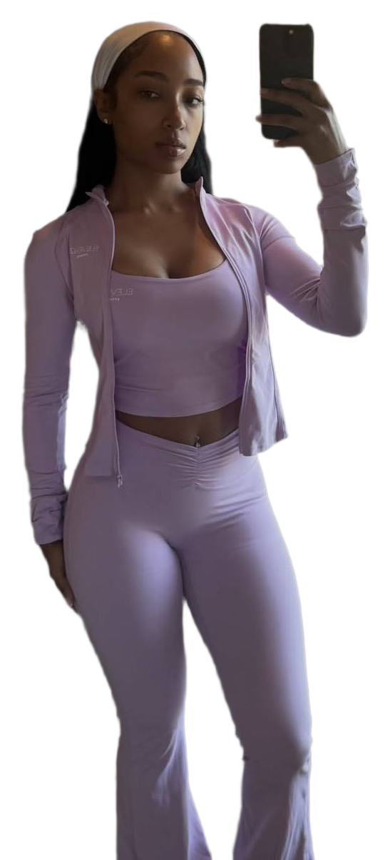 Shayla Craighead in the lilac Eleven28 set and white headband